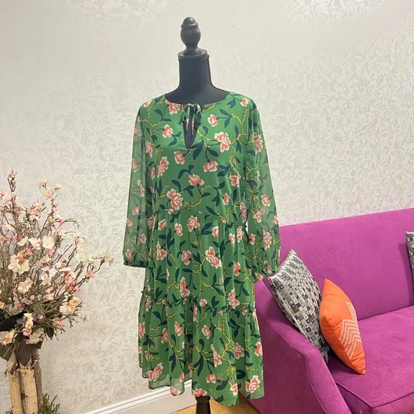 Ann Taylor Green Floral Mini Dress - Picture 3 of 8